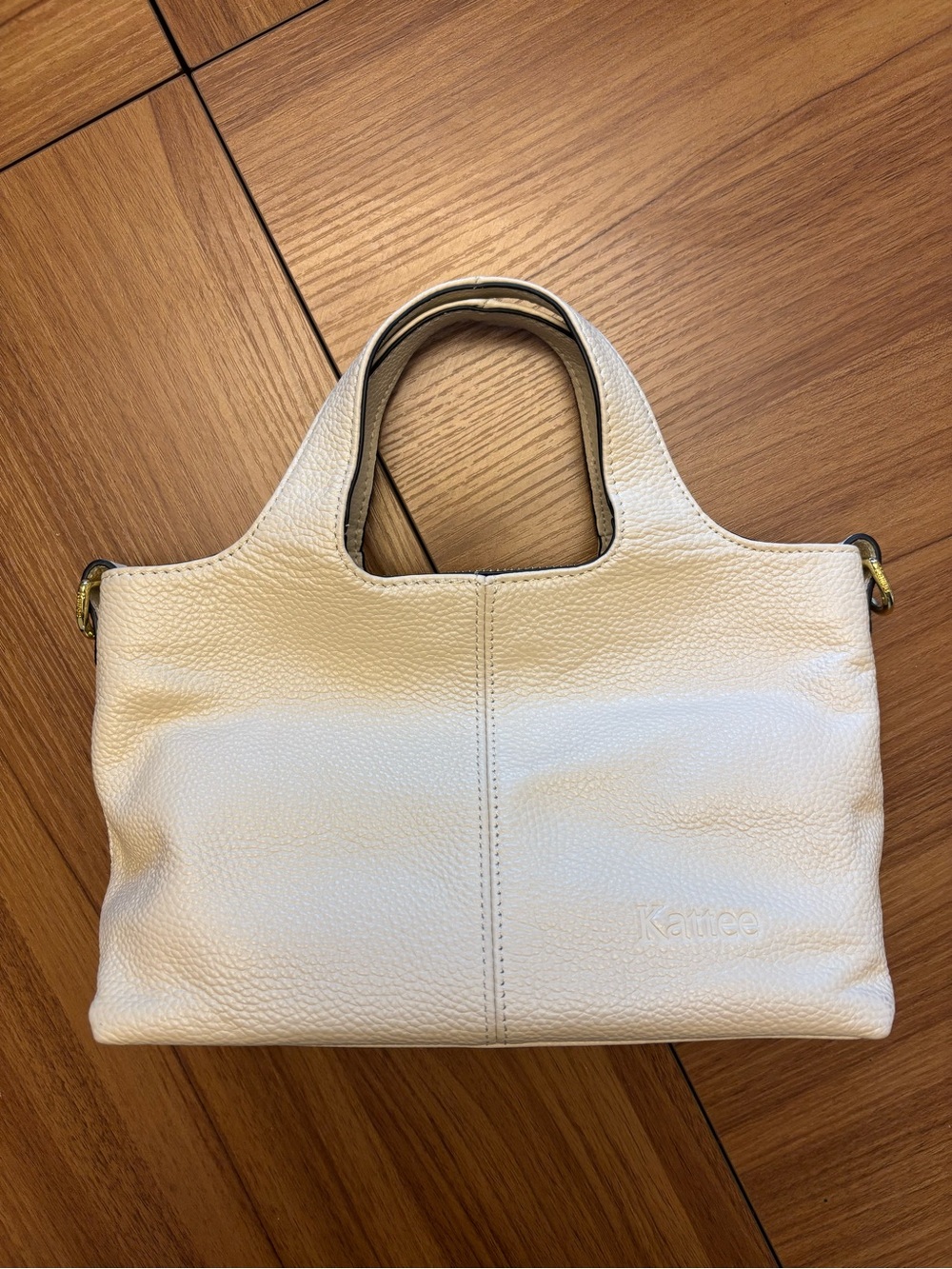 Kattee white pebbled leather mini top-handle satchel